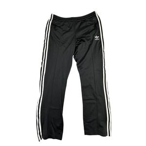 Vintage Adidas Originals Track Pants Mens Medium Black 3 Stripe Fleece Lined